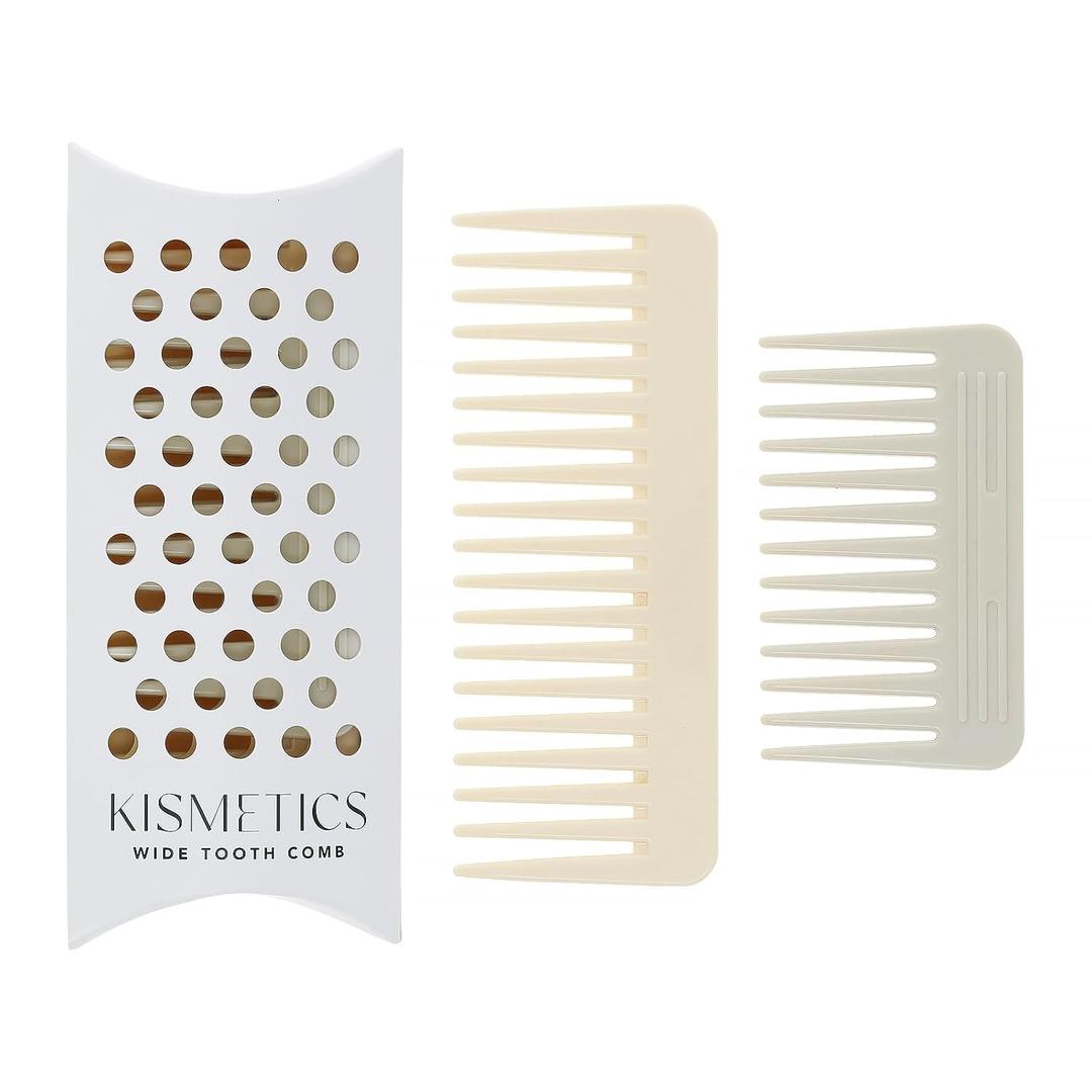 One large, one small, two-piece Wide Tooth CombNo Handle Detangler AccessoriesLarge Hair Detangling Comb for Curly, Straight,Wet Dry HairCreamy Beige,Light Gray