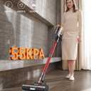 Cordless Vacuum Cleaner, 650W/55KPa 70Mins Vacuum Cleaners for Home, Self-Standing Stick Vacuum with Anti-Tangle Brush & OLED Touch Screen, Vacuum Cleaner for Hardwood Floors,Carpet,Pet Hair,Car (Red)