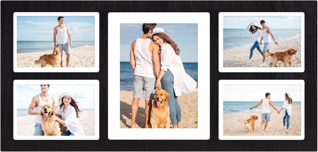 YESKAY Collage Picture Frame for 8x10 and 4 5x7 Pictures Display,5 Opening Family Photo Frames with Tempered Glass Wall Decor(Rustic Black_1 Pack)