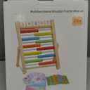 Wooden Abacus for Kids Math, Educational Counting Toy with Counting Sticks and Number Alphabet Cards, Preschool Learning Toys Gift for Boys Girls Age 3+ Years Old