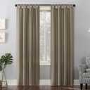No. 918 Trevor 2-Pack Heathered Linen Texture Semi-Sheer Tab Top Curtain Panel Pair, 40" x 84, Barley Brown