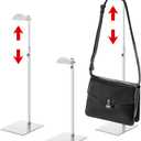 Hacaroa 3 Pack Purse Display Stand Stainless Steel, Adjustable Height Metal Handbag Holder Single Bag Jewelry Display Rack for Home, Boutique Store, Silver