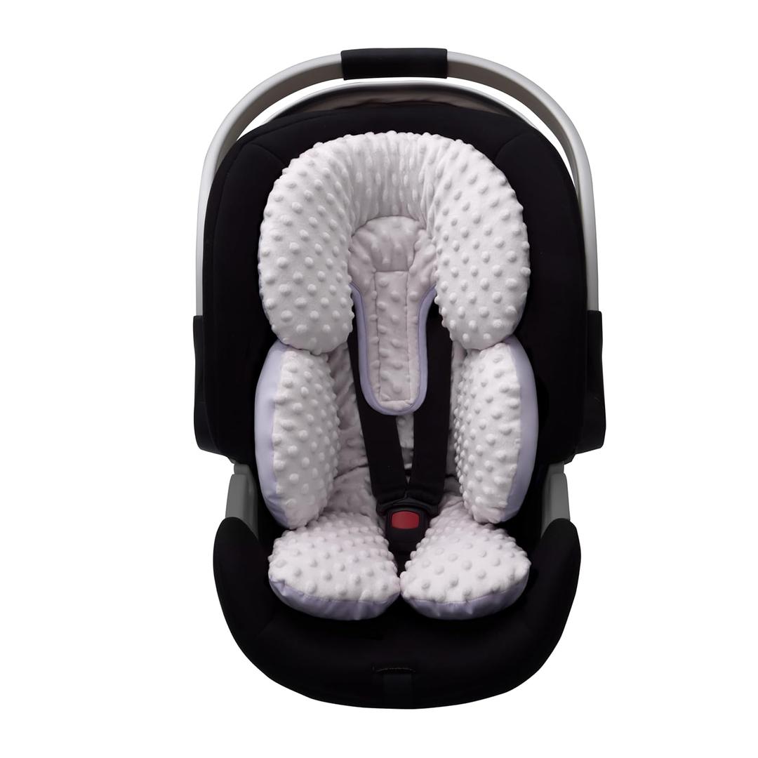 Pro Goleem Infant Car Seat Head Neck Body Support, Ultra-Soft Minky and Microfiber Newborn Car Seat Insert, Perfect for Car Seat, Stroller, 2-in-1 Reversible, for Boys and Girls, Gray (Grey)