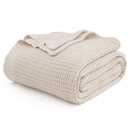 Bedsure Gentlesoft 100% Cotton Blanket King Size for Bed - Cooling Breathable and Soft for Summer, Thick Cozy Waffle Weave Blanket Gifts for Women, Light Beige, 104x90 inches