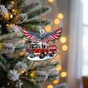 2 x GENANY Firefighter Truck Christmas Ornament, Fire Truck Hanging Ornaments 2025, Wooden Keepsake, Christmas for Men Women, Firefighter Themed Tree Decoration
