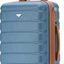 Carry On Suitcase Hardside Built In TSA Lock & USB Port Silent Double Spinner Wheels Maximum Overhead Carry-On Bag For American & United Approved Airlines( 22x14x9" ,Blue/Tan )