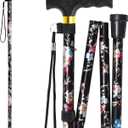 Walking Cane, Cane for Man/Woman | Mobility & Daily Living Aids | 5-Level Height Adjustable Walking Stick | Comfortable Plastic T-Handle Portable Walking Stick Folding Cane (Black)
