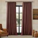 Chestnut Brown 100 Inch Floor Length Linen Blackout Curtains for Bedroom Pinch Pleated Black Out Thermal Insulated Window Drapes Light Blocking Double Layer Soundproof 100 Inch Curtain 2 Panels