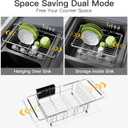 JASIWAY Dish Drying Rack in Sink, Expandable Stainless Steel Dish Drainers for Kitchen Counter, Dish Dryer Rack for Inside Sink, Over The Sink Dish Racks with Utensil Holder, Silver