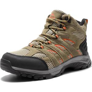 NORTIV 8 Women's Waterproof Hiking Boots Outdoor Trekking Mid Backpacking Mountaineering lightweight boots (8.5, Brown/Orange)