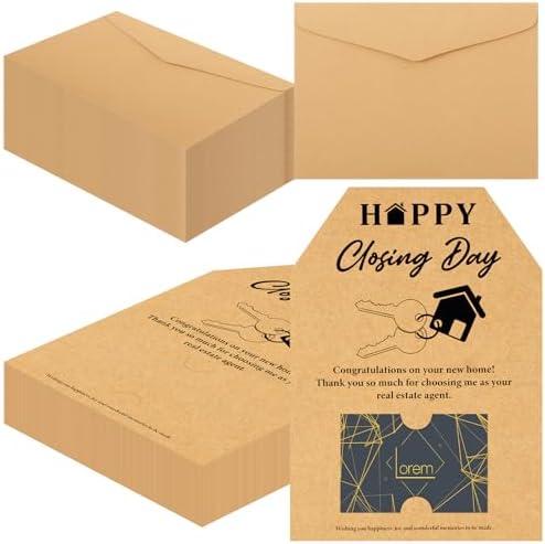 MotiMind 50 Sets of Real Estate Mailers Greeting Cards Neighbor House Shaped Cards With Envelopes Real Estate Agent Supplies (Happy Closing Day)