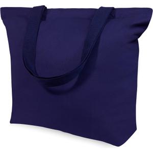 TOPDesign 2-Pack Canvas Tote Bags with Magnetic Snap, Reusable Grocery Shopping Bags, DIY Your Creative Designs (Blue)