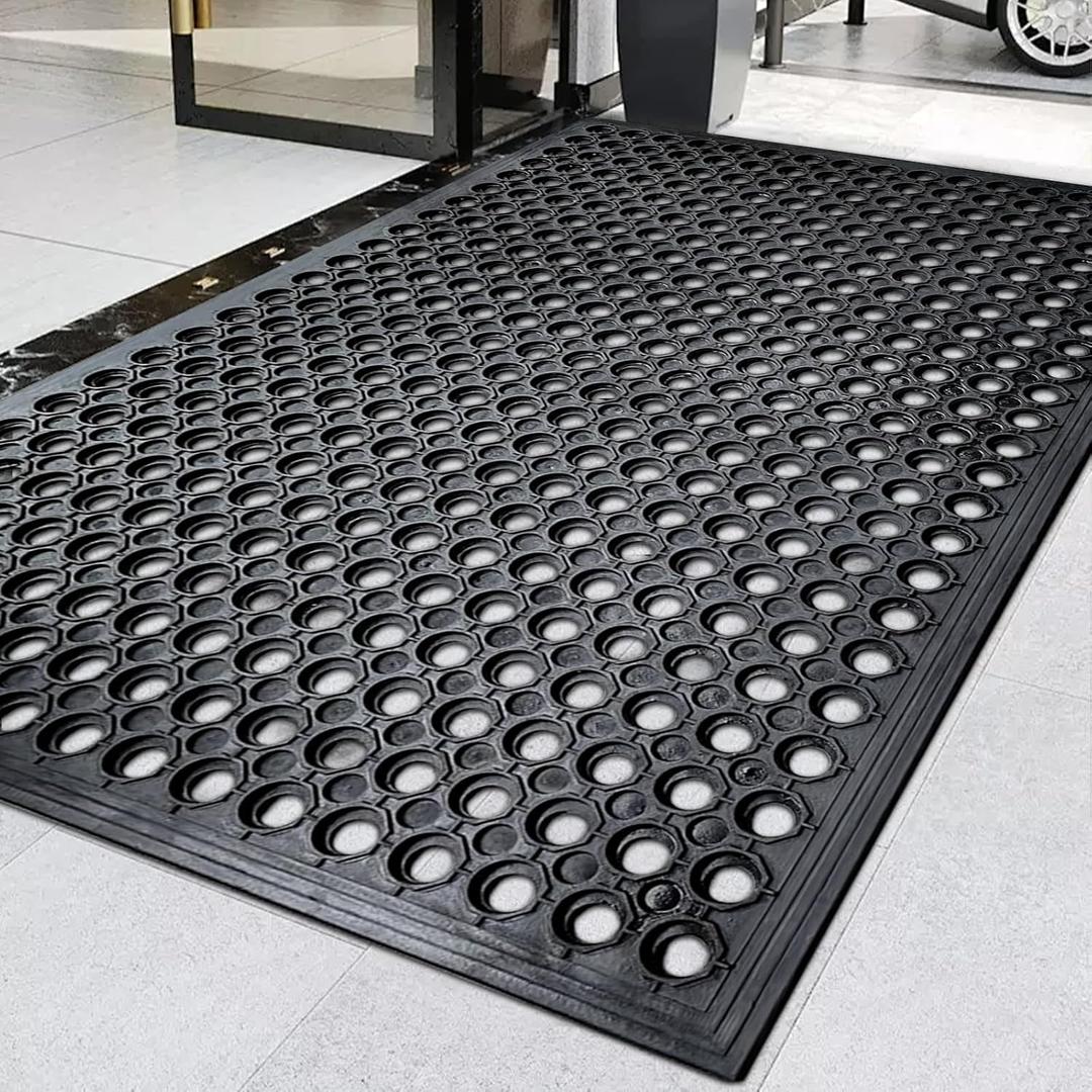 60"x35" Outdoor Rubber Floor Mats Non-Slip Restaurant Mat Commercial Kitchen Heavy Duty Mat Drainage Mats for Outside Industral Pool Entrance Bar Wet Area