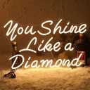 Neon Sign for Wall Decor, Yeeficent You Shine Like a Diamond Neon Lights for Bedroom Wall, 23 x 14 Inch Dimmable Neon Signs, Custom Light Up Sign for Wedding Party Birthday Gift (Warm White) 