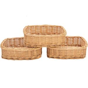 Rectangle small wicker baskets for sundries 3pcs storage bins. (Natural) Rectangle small wicker baskets for sundries 3pcs storage bins. (Natural)