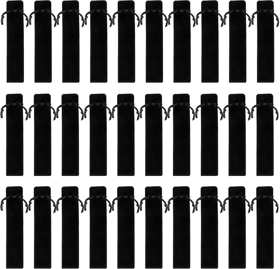 SUMERSHA 100pcs Velvet Pen Pouch Drawstring Pen Bag Single Pen Sleeve Holder for Office Business Gift
