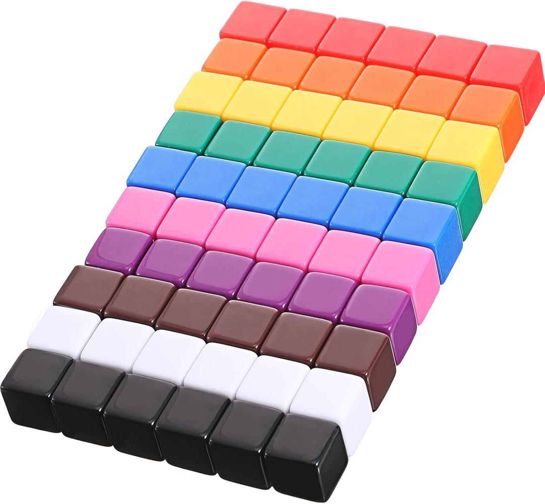Gejoy 60 Pieces 16 mm Blank Dice Acrylic Dice Cubes Assorted Color DIY Cubes for Board Games with Storage Bag(Multicolor)