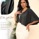 Eeeuityoo Chiffon Shawl Wraps Women's Girls Shrug for Evening Dress Wedding Cape Cover Up 1920s Shawl (Black)