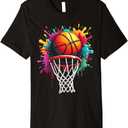 Colorful Basketball Tie Dye Color Splash T-Shirt, Large 
