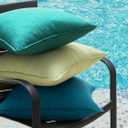 EMEMA Decorative Outdoor Waterproof Throw Pillow Covers Farmhouse Broadside Pillowcase Soft Outside Classic Cushion Cases for Patio Furniture Garden Sofa Set of 2 18x18 Inch Turquoise