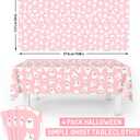 4 Pcs Halloween Plastic Tablecloths Pink White Ghost Disposable Table Cover Cute Rectangle Table Cloth for Birthday Baby Shower Party Decor, 54 x 108 Inch