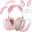 Silicone Case Cover for AirPods Max Headphones,Clear Soft TPU Ear Cups Cover/Ear Pad Case Cover/Headband Cover Transparent Accessories for Apple AirPods Max (2024/2020) (Gradient Pink)