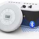 Lukasa Portable Bluetooth CD Player Built-in Speaker Stereo, Personal Walkman MP3 Players Rechargeable Compact Car Disc CD Music Player USB Play Anti-Shock Protection (White)