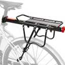 Rear Bike Rack, 110 lbs / 50KGS Bike Cargo Racks Frame Aluminum Alloy Universal Adjustable Cycling Equipment Stand Footstock Bicycle Luggage Carrier with Tools and Reflector for 26"-29" Frames