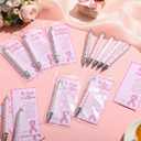 50 Set Breast Cancer Awareness Pens Bulk Pink Ribbon Ballpoint Pens with Motivational Cards Bags Breast Cancer Awareness Accessories Items for Women Survivor Public Events Gift Supplies