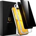 UNBREAKcable Privacy Screen Protector for iPhone 15 Pro, Anti-Spy Shatterproof Tempered Glass [True 28Anti Spy] [9H Hardness] [Easy Installation Frame] Black Protector for Apple iPhone 6.1" - 2 Pack