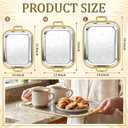 3 Pack Metal Serving Trays with Handles, Decorative Floral Platter Trays for Coffee Tea, Food, Dessert, Jewelry, for Buffet Wedding Party Kitchen Home Decor(Floral,Silver, Gold)