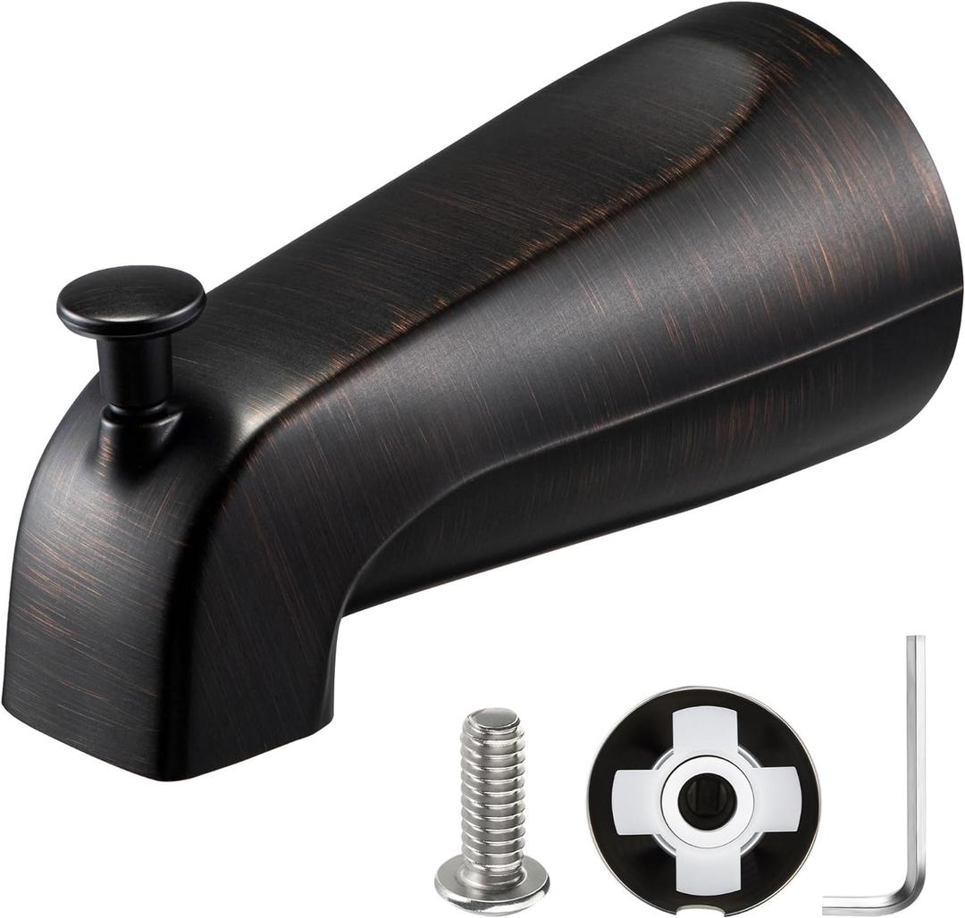 Slip on Tub Spout with Diverter, Compatible with American Standard 8888026.002 Tub Spout, Bathroom Bathtub Faucet, Fits 1/2" Copper Water Tube(5/8" Diameter), 5/32" Hex Wrench (1, Oil Rubbed Bronze)