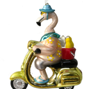 Holiday Home Flamingo Riding Scooter Ornament, 4 pieces