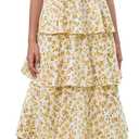 KUTUMAI Floral Maxi Dress Ruffle Tiered Flowy Tea Party Wedding Guest Dresses for Women Summer 2026 (White, L)