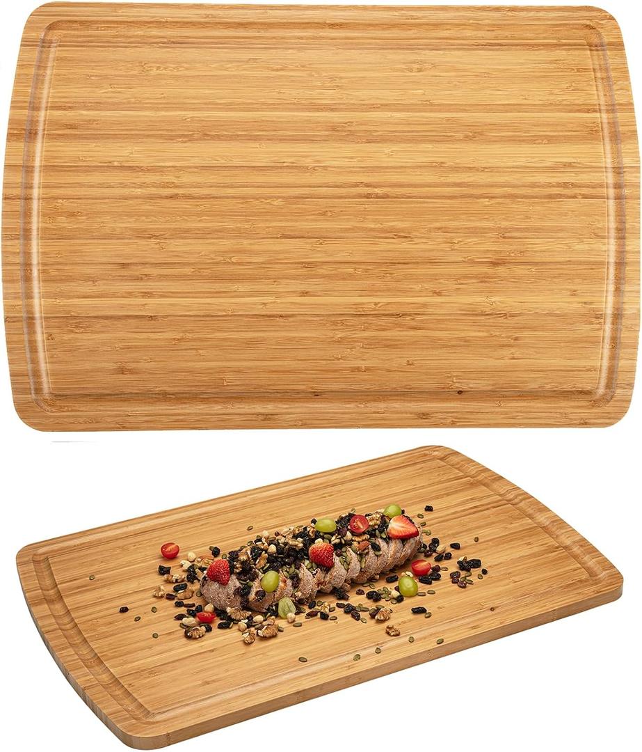 30 Inch Extra Large Bamboo Cutting Board for Kitchen, Wooden Stove Top Cover Noodle Board, Meat Cutting Board for BBQ with Juice Groove, Over the Sink Cutting Board, 30"L x 20"W