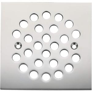 Square 4-1/4-inch Screw-in Shower Floor Drain Grate Strainer (Chrome)