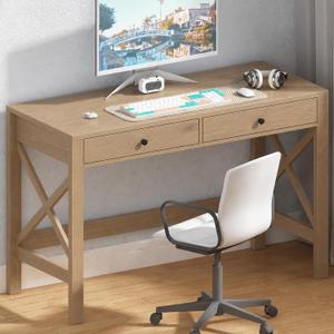 ChooChoo 39.4 Inches Farmhouse Computer Desk with 2 Drawers, 40inch without Power Outlet