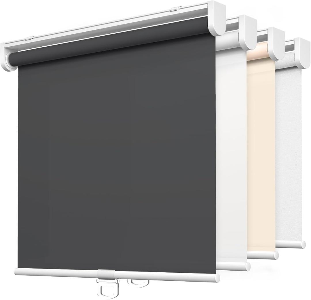 LazBlinds No Tools No Drill Cordless Roller Shades, Light Filtering Roller Blinds for Windows, Thermal Insulated UV Protection Roll Up Window Blinds and Shases, 24'' W x 72'' H, Grey