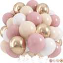 Dusty Pink Balloons, 60Pcs Pastel Light Pink and White Balloon Beige Sand White Champagne Gold Latex Neutral Balloons for Women Birthday Boho Wedding Baby Bridal Shower Party Mothers Day Decorations