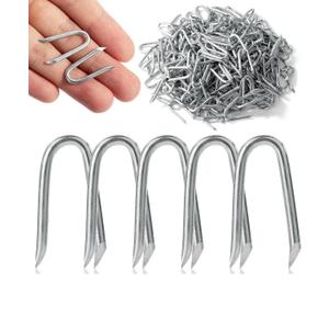 Bates Choice Fence Staples, 200 pcs, 1" Galvanized Steel, Silver, U Shaped Nails for Wood & Wire Fencing