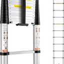 VEVOR Telescoping Ladder, 12.5 FT Aluminum One-button Retraction Collapsible Extension Ladder, 375 LBS Capacity with Non-slip Feet, Portable Multi-purpose Compact Ladder for Home, RV, Loft, ANSI Liste