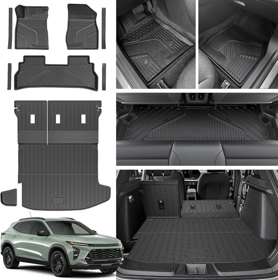 Floor Mats for 2024 2025 2026 Chevy Trax/Buick Envista, All Weather Cargo Liner with Backrest Mat, Left Storage Mat for Chevrolet Trax LS 1RS LT 2RS ACTIV Accessories, Door Sill Protector