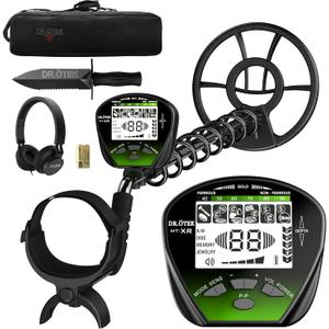 DR.TEK Metal Detector for Adults Waterproof, Professional Gold Detector Kit with Higher Accuracy, 10" IP68 Coil, 5 Modes, Backlight LCD Display, Advanced DSP Chip for Beach Underwater Hunting