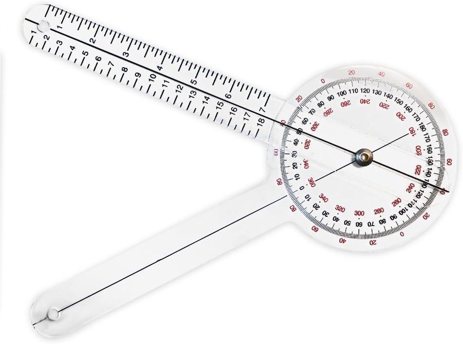 Rehabilitation Advantage 12 Orthopedic ROM Gauge  Therapy Goniometer & Joint Angle Measurement Tool for PT, Chiropractic, Sports Medicine, Rehab, Knee & Arm Mobility Testing (0.1 Pound)