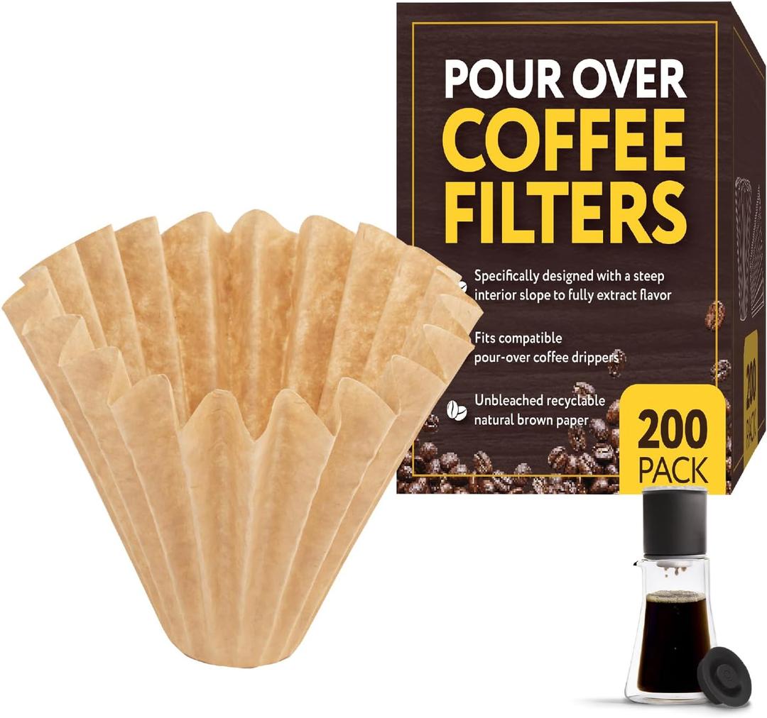 IMPRESA Stagg XF Pour Over Coffee Filter - Brown, 200-Pack & Disposable Pour Over Filters - Flat Bottom Papers for Coffee Maker - Compatible with Fellow Stagg XF
