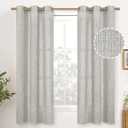YoungsTex Light Grey Linen Curtains for Bedroom 38 x 63 Inch, Privacy Light Filtering Drapes with Bronze Grommet for Living Room Office Burlap Textured Decorative Curtain, 2 Panels