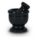 Mini Mortar and Pestle Set  2.5 Marble Stone Grinder with Polished Bowl & Non-Slip Base | Small Spice Crusher, Herb Grinder & Pill Crusher (Black)