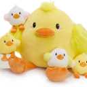 MorisMos Duck Stuffed Animal, 17.7" Big Stuffed Duck Plush with 4 Baby Plushies Duck, Surprise Gift for Kids Girls Boys on Birthday, Christmas, Baby Shower, Easter, Valentines