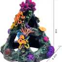 GSD Aquarium Colorful Coral Reef Set Fish Tank Decoration Mountain Ornament for Aquarium Environments Decor Accessories, Coral Mountain x 1, Aquatic Plant x 4, 5.2 inches x 5.2 inches x 6 inches