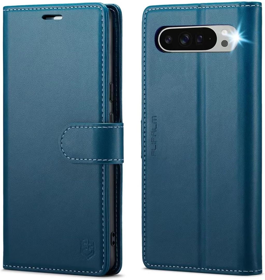 FLIPALM Wallet Case for Google Pixel 10 Pro XL 5G, RFID Blocking Credit Card Holder, PU Leather Folio Flip Kickstand Protective Shockproof Cover for Pixel 10 Pro XL(Blue)